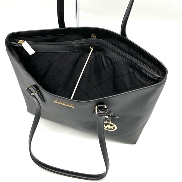 Michael Kors Bag Large Sheila Mf Tote Bag & Large Trifold Wallet Black/Gold - Picture 9 of 14